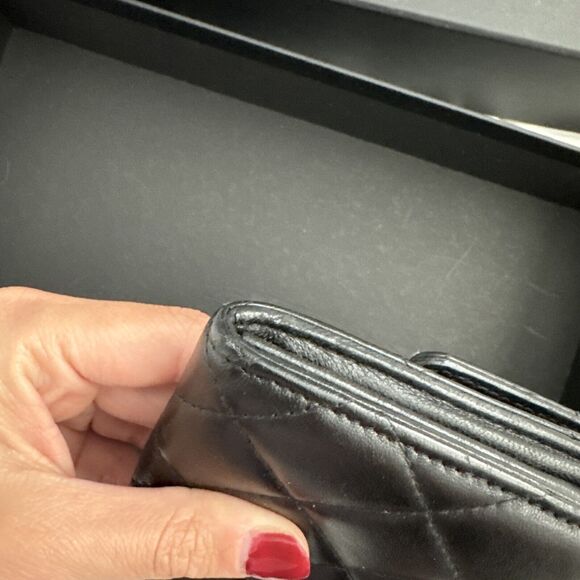 CHANEL Flap Wallet Quilted Black Silver Tone Hardware W/box - Picture 9 of 16